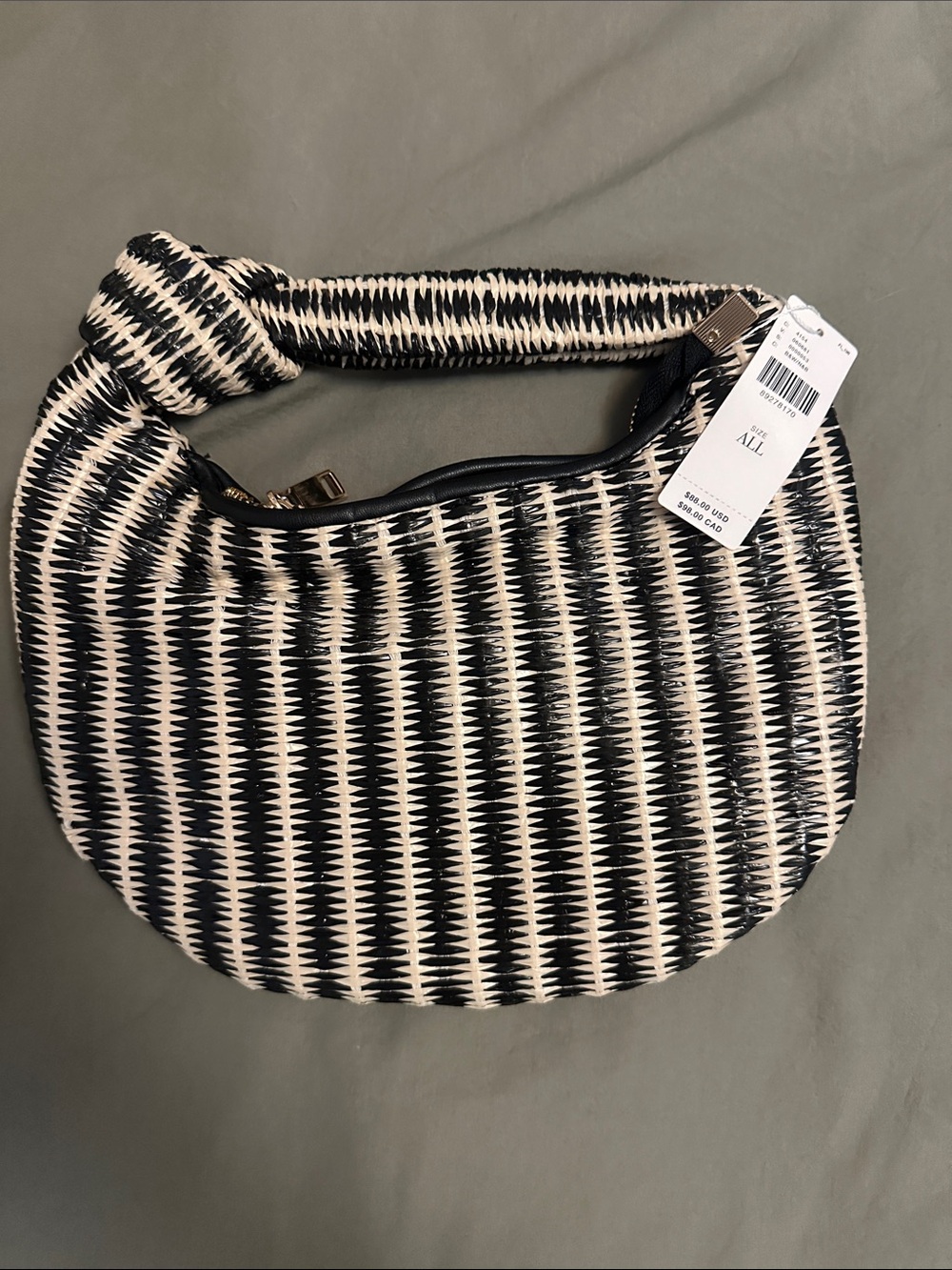 Anthropologie Black and White Woven Shoulder Bag